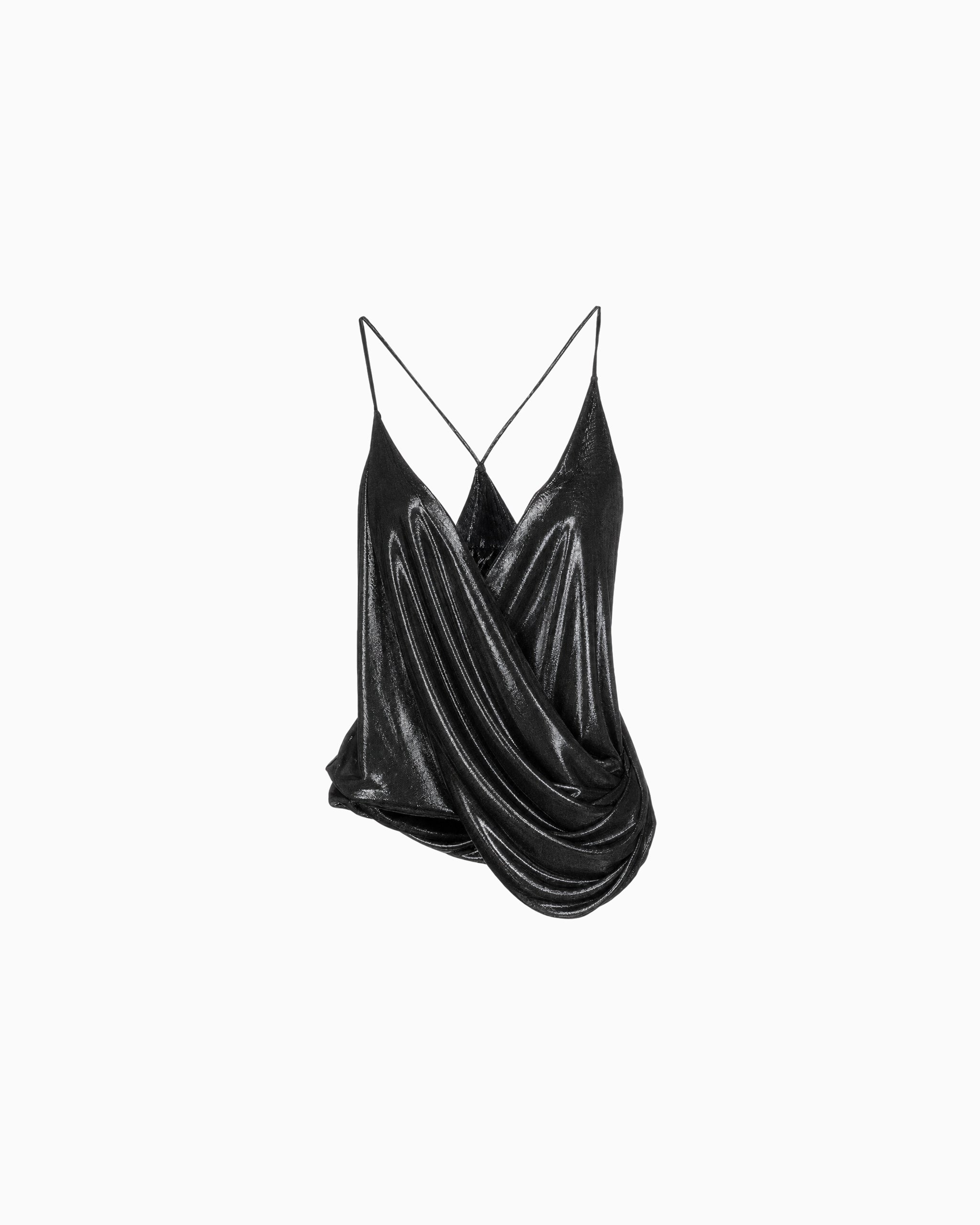 Blusa Drapeada Alça Fina Lurex
