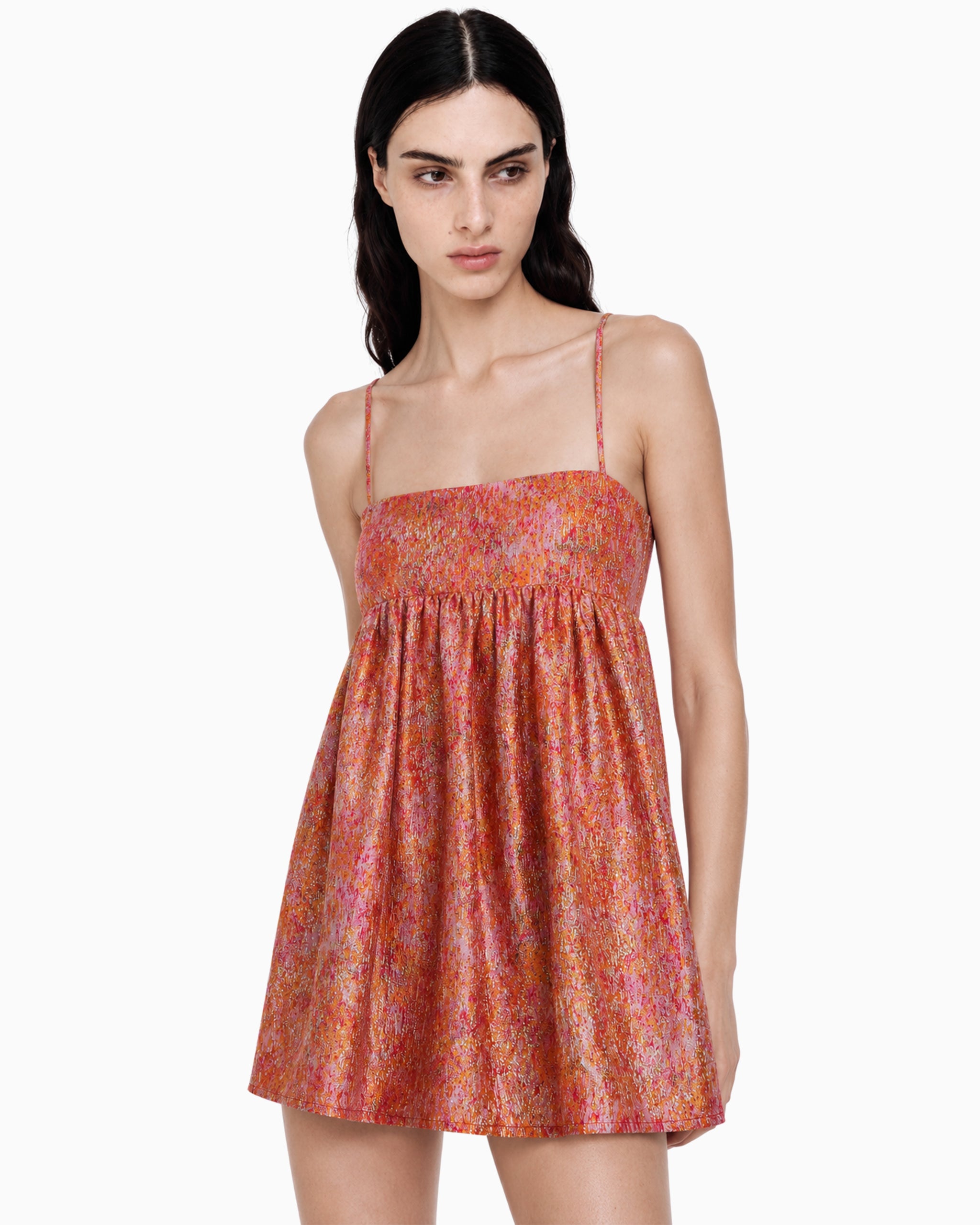 Vestido Curto Com Alça Jacquard