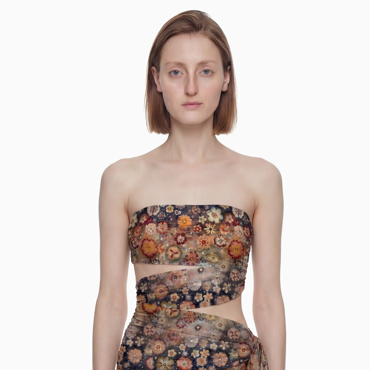 Blusa Tomara que Caia Transpasses Tule Hibisco