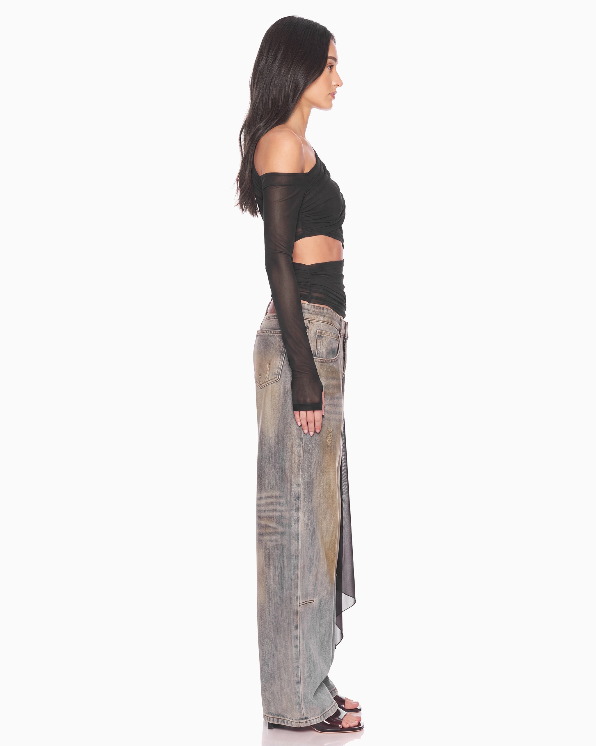 Blusa Tule Faixa Lateral