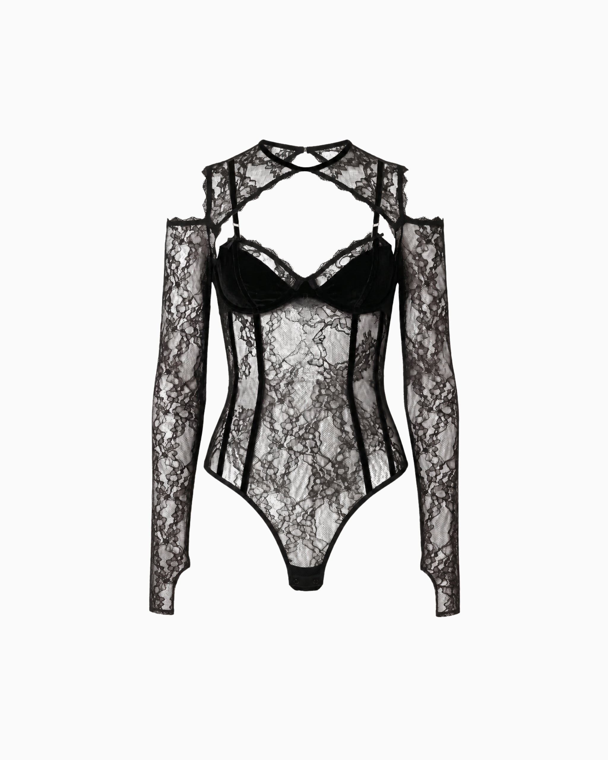 Body Manga Longa Renda Haze