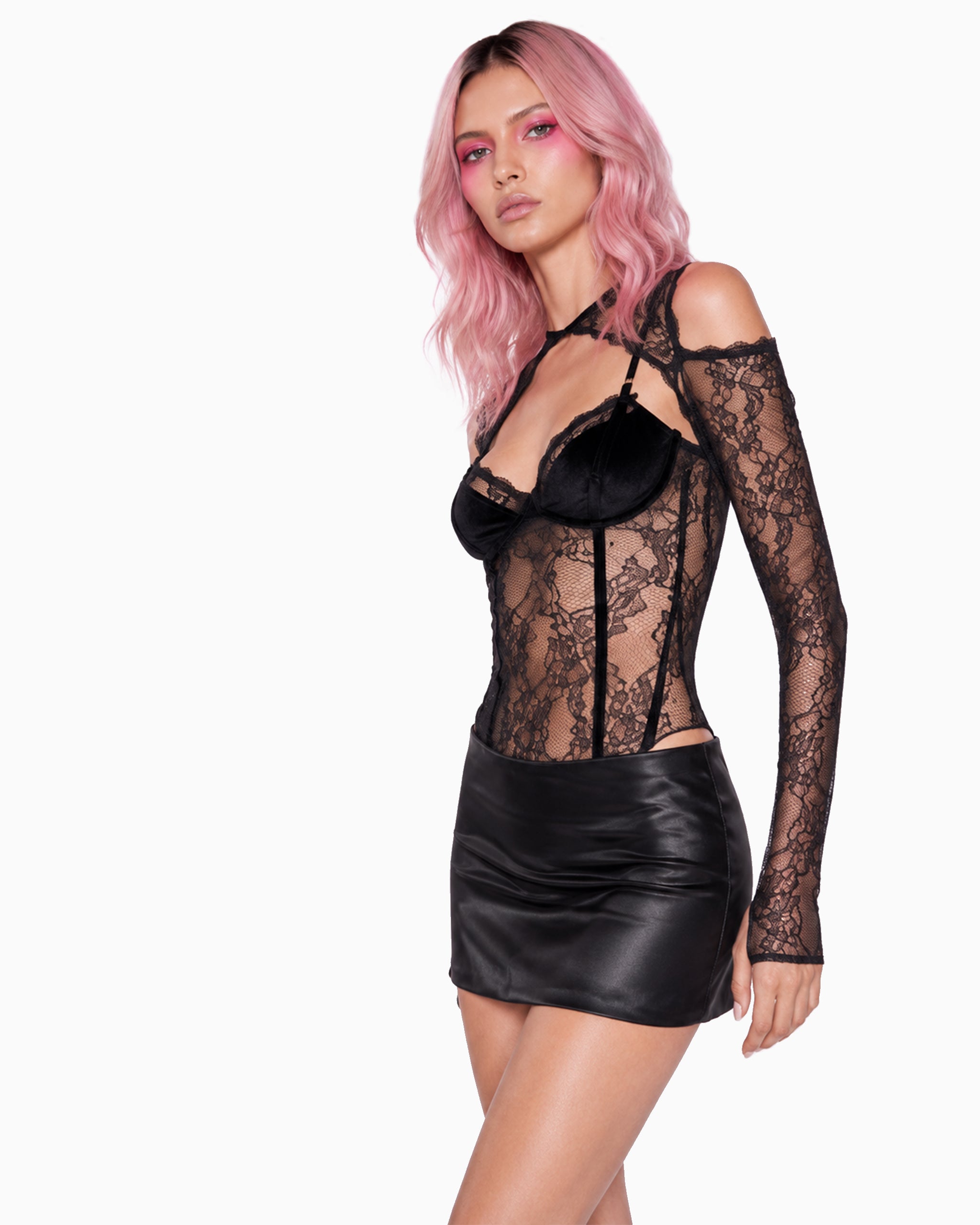 Body Manga Longa Renda Haze