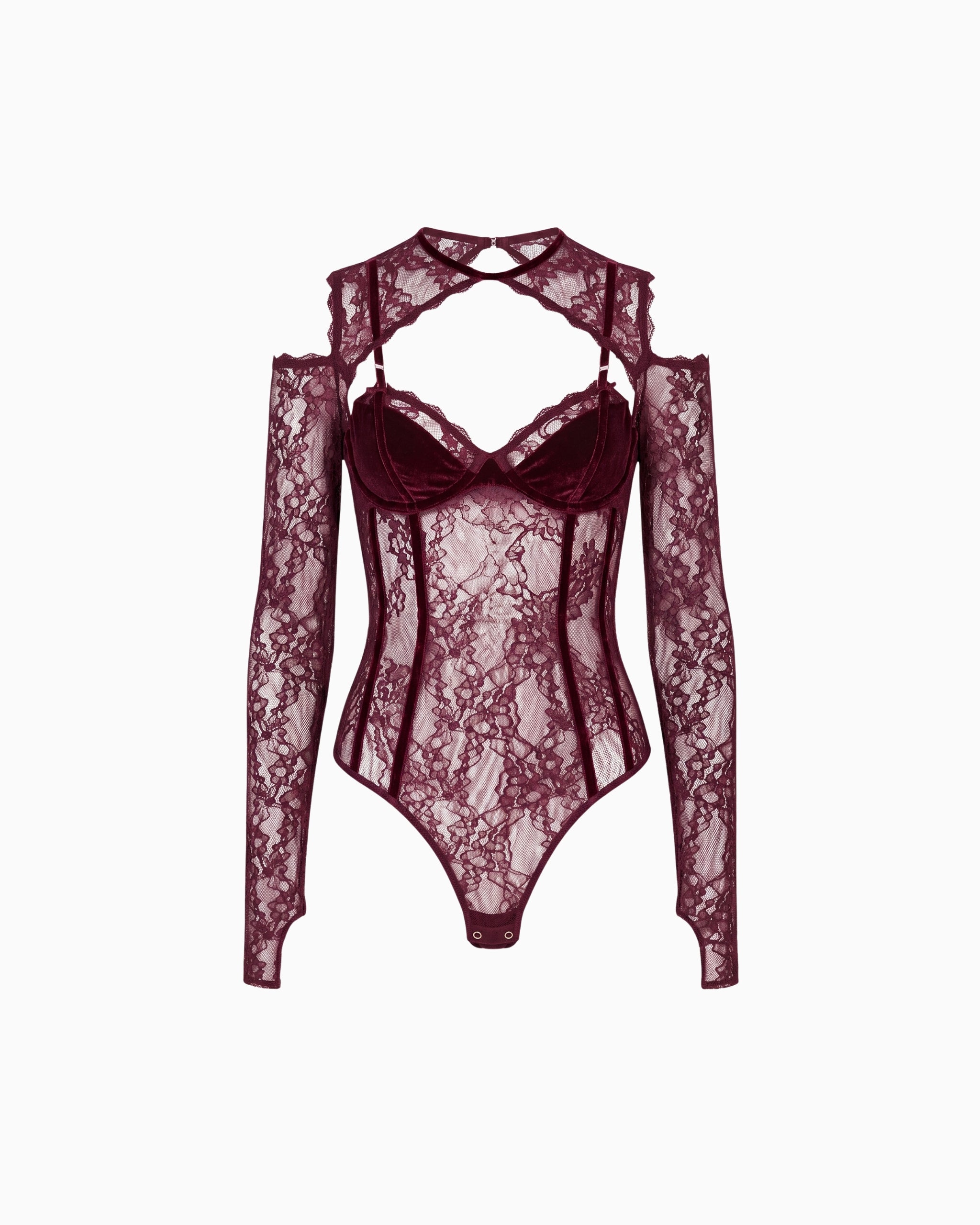 Body Manga Longa Renda Haze