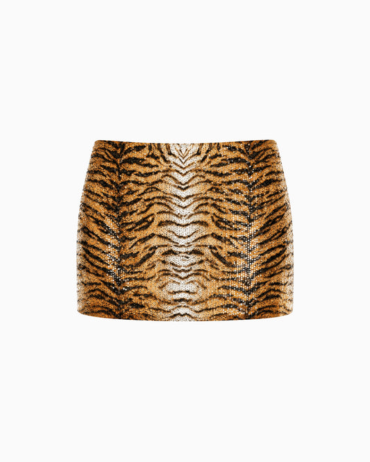 Mini Saia Paetê Animal Print