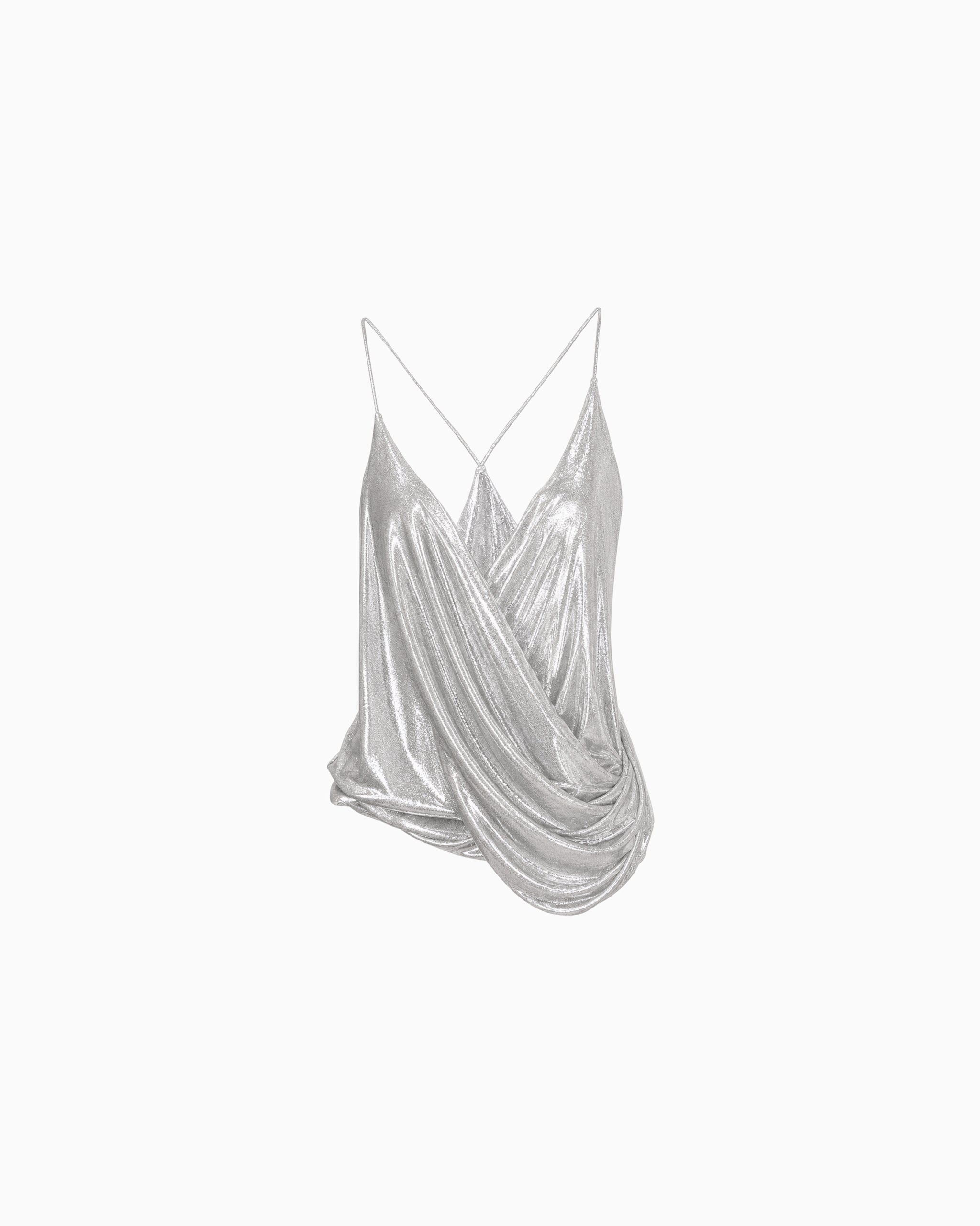 Blusa Drapeada Alça Fina Lurex