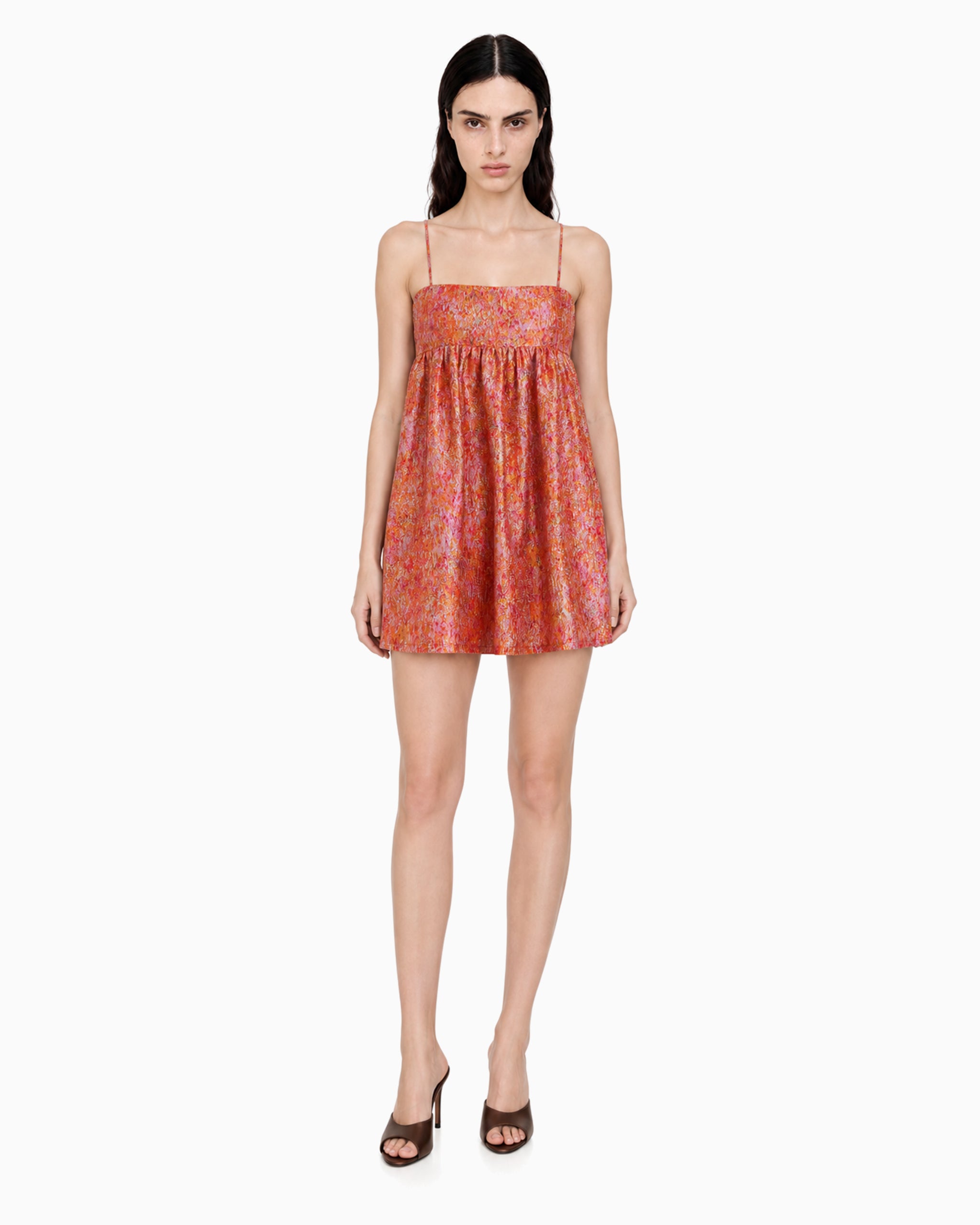 Vestido Curto Com Alça Jacquard