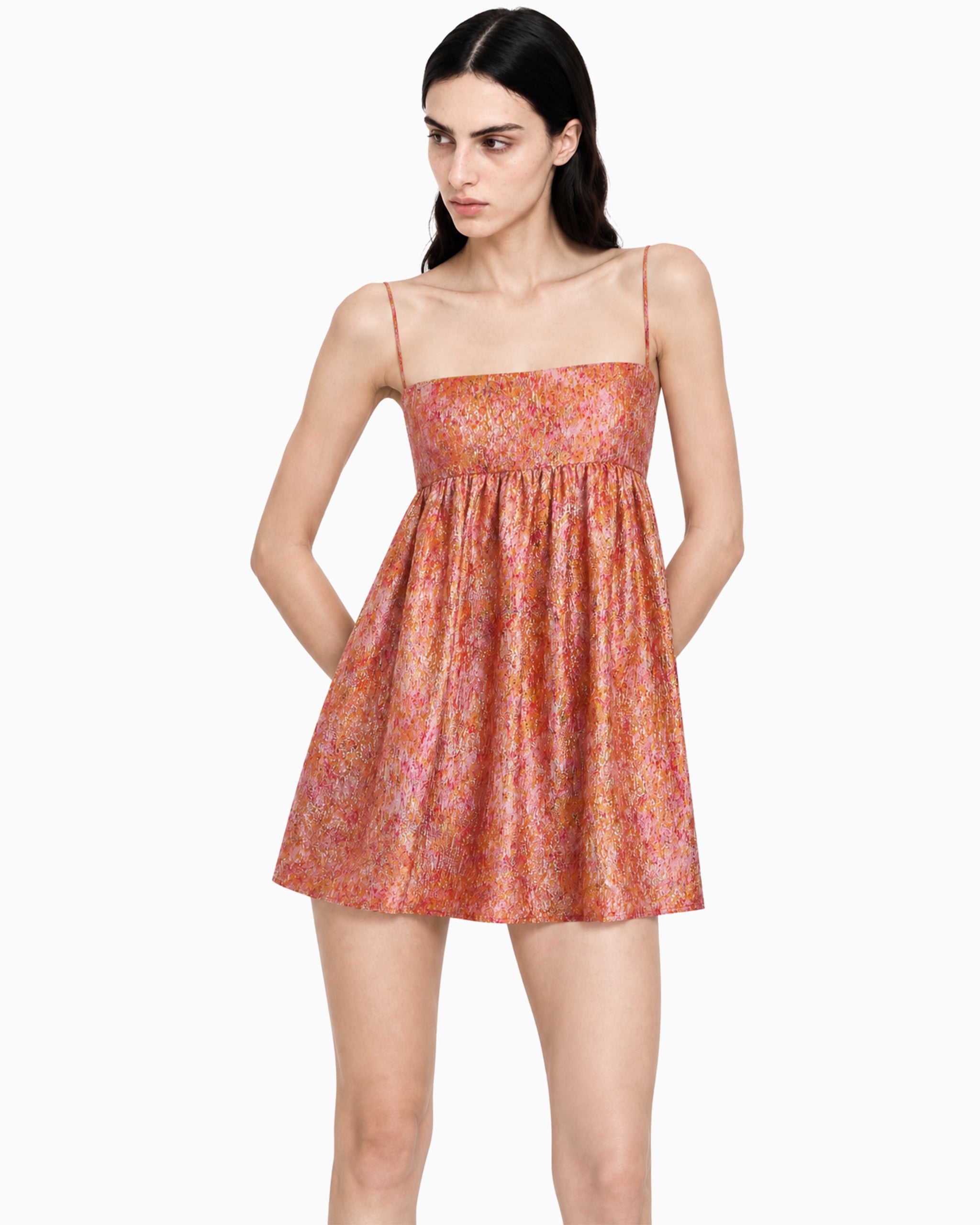 Vestido Curto Com Alça Jacquard