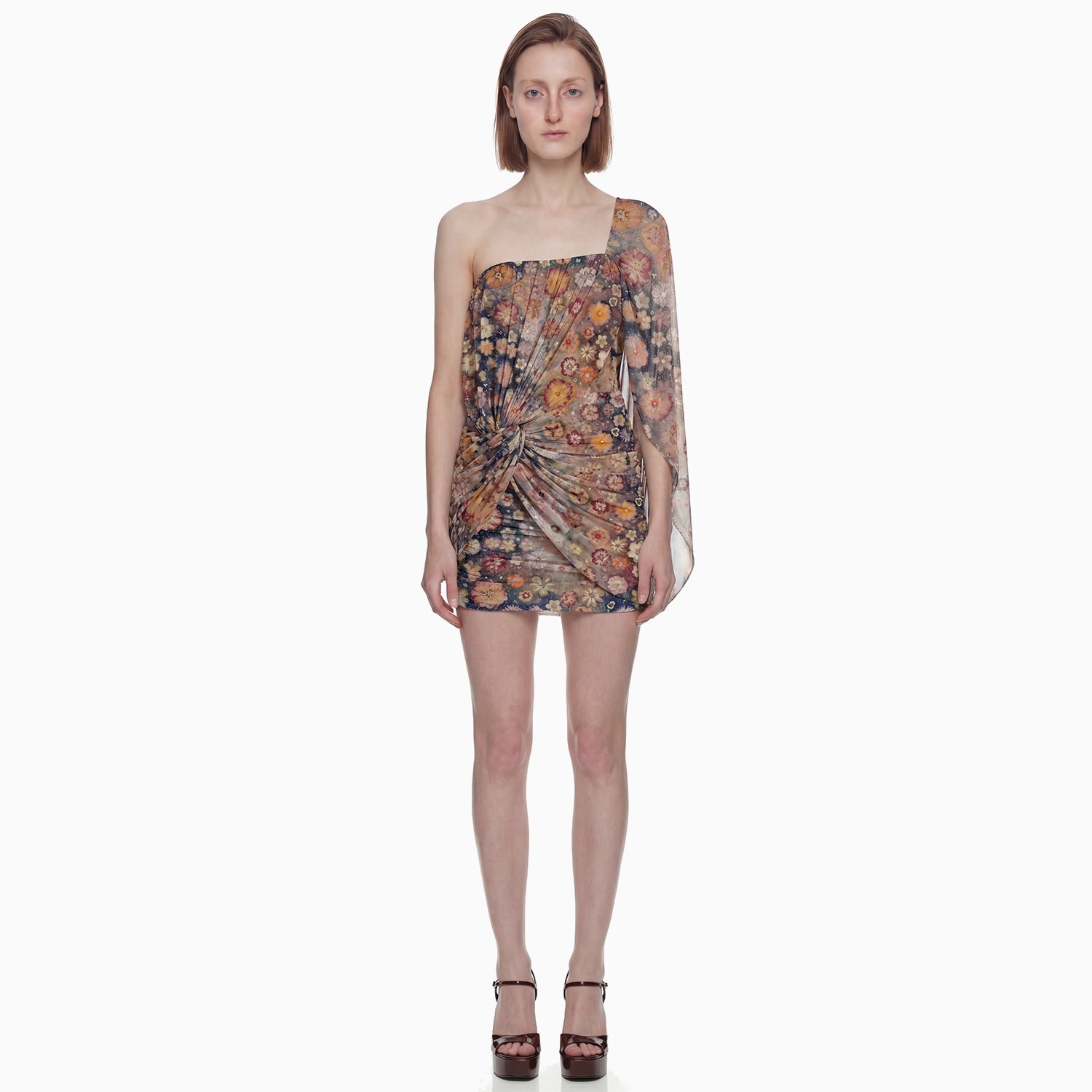 Vestido Curto Manga Tule