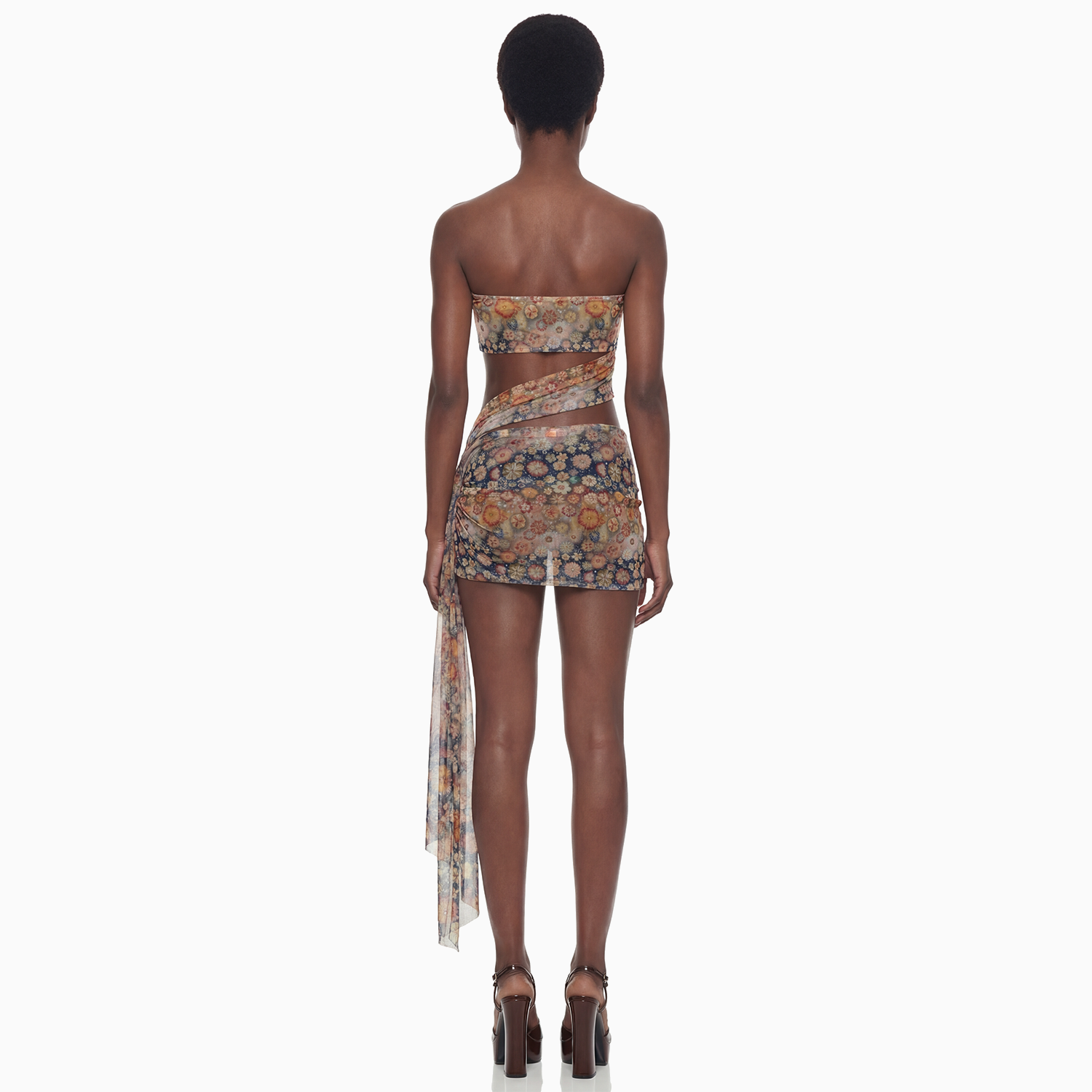 Vestido Curto Transpasses Tule Hibisco