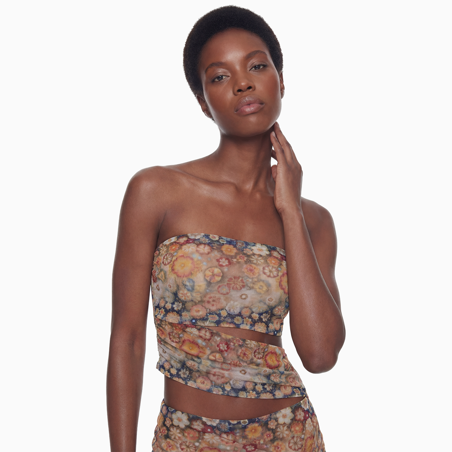 Vestido Curto Transpasses Tule Hibisco