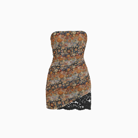 Vestido Curto Tule Renda Hibisco