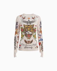 Blusa Tule Manga Longa Tigre
