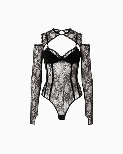 Body Manga Longa Renda Haze