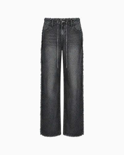 Calça Jeans Preta Desfiada