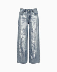 Calça Jeans Wide Foil Prata