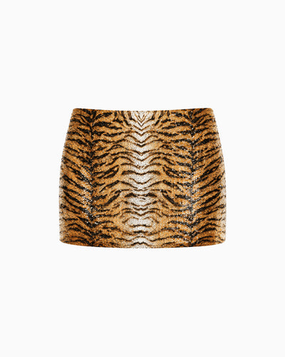 Mini Saia Paetê Animal Print