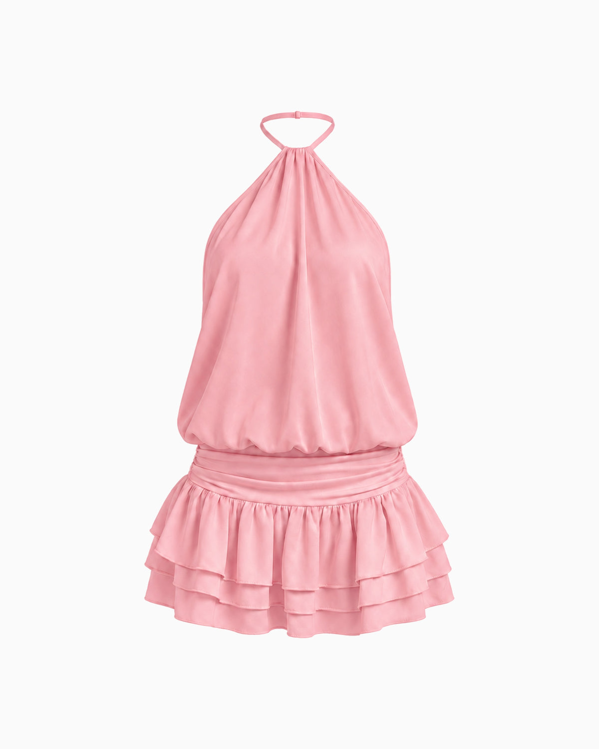 Vestido Curto Babados Mistral rosa, vista frontal