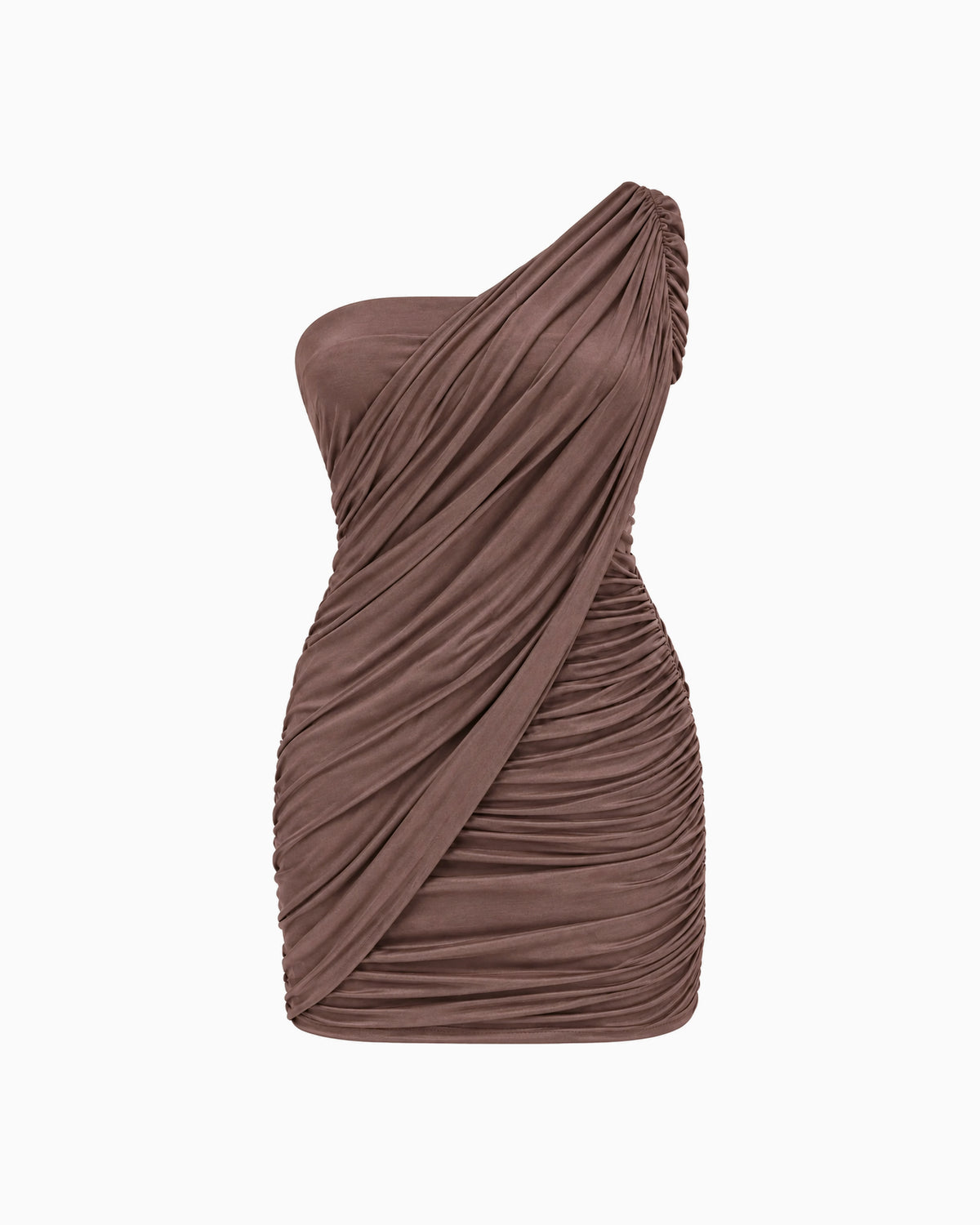 Vestido Ombro Único Mistral marrom, vista frontal
