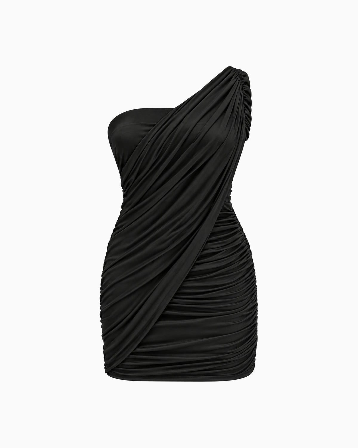 Vestido Ombro Único Mistral preto, vista frontal