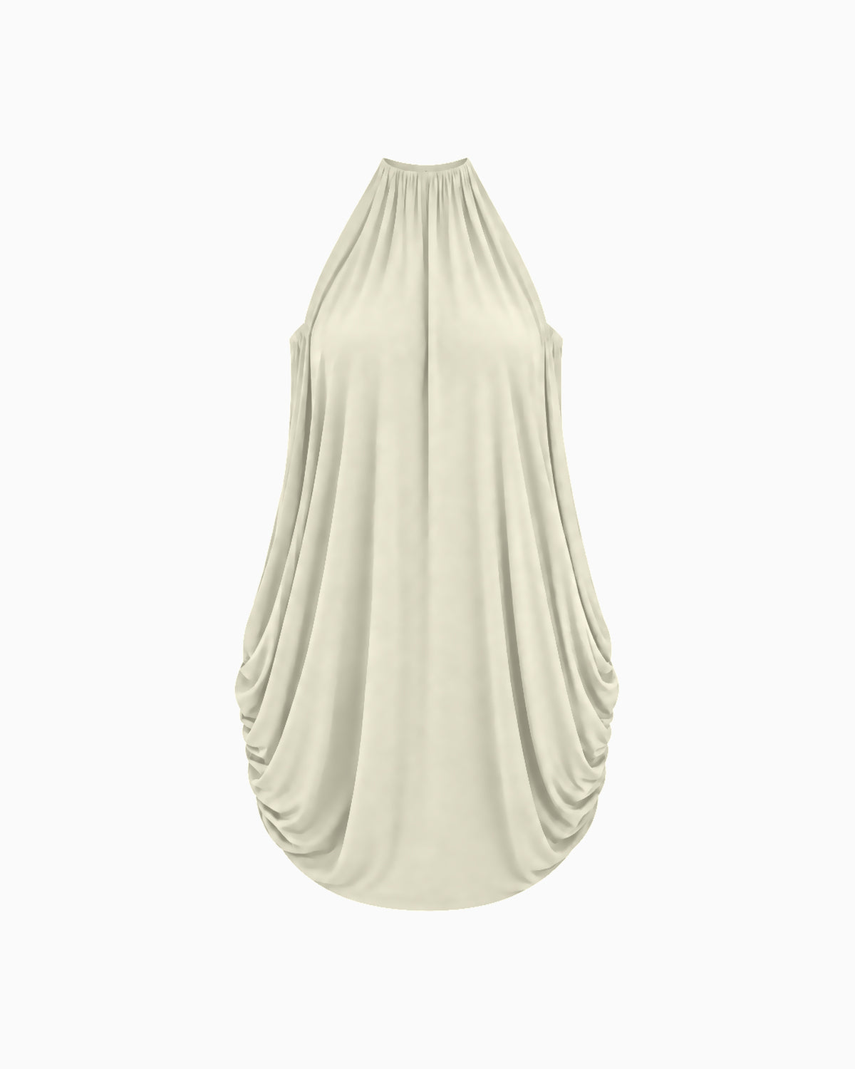 Vestido Solto Drapeado Mistral creme, vista frontal