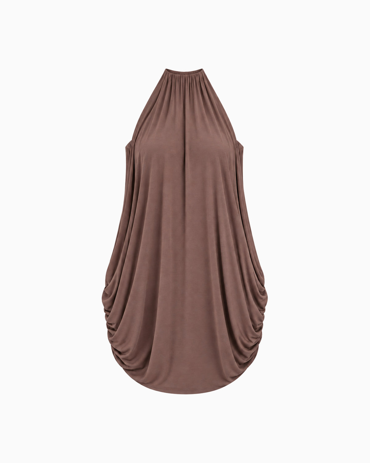 Vestido Solto Drapeado Mistral marrom, vista frontal