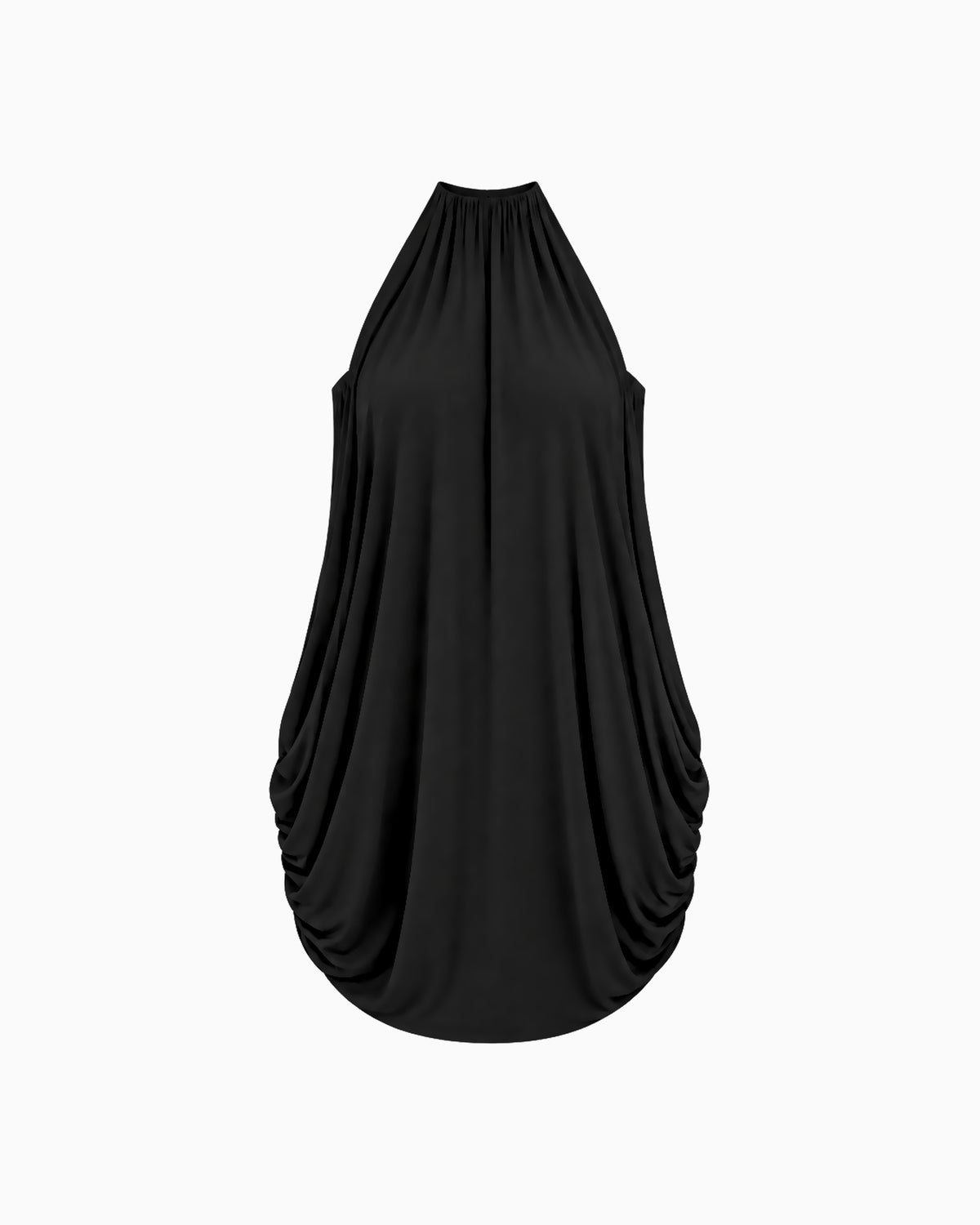 Vestido Solto Drapeado Mistral preto, vista frontal
